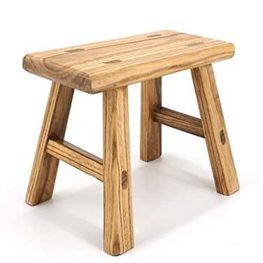 ANQILEE Handmade Solid Wood Stool Milking10 Height Wooden Step Stool Simple Wooden Viking 12 Long 6 Wide