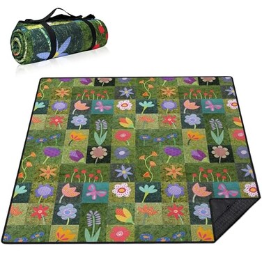 Supfitness Extra Large Picnic Blankets Waterproof Foldable 80 x 80 Beach Blanket Waterproof Sandproof3Layer Thicking Mat Outdoor Packable Camping Blanket