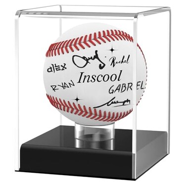 Inscool Acrylic Baseball Display Case UV Protected Clear Display Cube Memorabilia Baseball Case Rounded Base