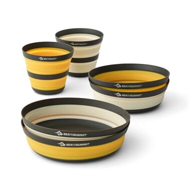 Sea to Summit Frontier Ultralight Collapsible Dinnerware Set 2Person 2 Medium Bowls 2 Large Bowls 2 Cups