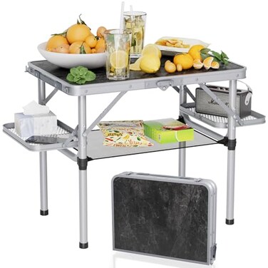 Titanker Folding Camping Table Small 2ft Small Camp Table Portable with 50 Extra Space Folding Picnic Beach Table Portable Car Camping Essentials Aluminum Light Solid Silver