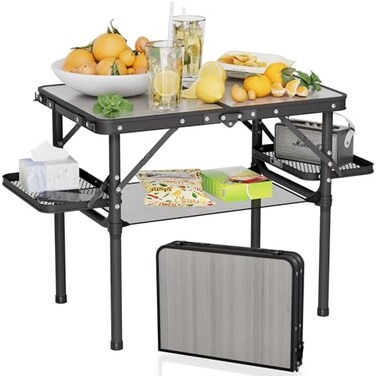 Titanker Folding Camping Table 2ft Small Folding Camp Table Portable with 50 Extra Space Small Picnic Table Portable Beach Desk Car Camping Essentials Aluminum Light Solid