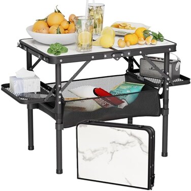 Titanker Small Camp Table 2ft Folding Camping Table Portable with Storage Bag Side Racks Picnic Beach Table Car Camping Essentials Aluminum Light Solid