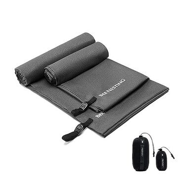 Bee Nesting Ultralight Quick Dry Towel MediumSmall 2 Pack Microfiber Towels with Compact Packable Pocket for Lightweight Backpacking Travel Beach Gym Camping HikingGrey MS 2 Set