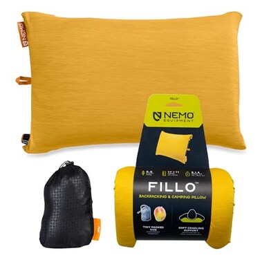 Nemo Equipment Fillo Backpacking Camping Pillow MangoGolden Oak One Size