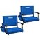 VIVOHOME Stadium Seats with Back Support and Cushion 2 Pack Portable Bleacher Chairs with Cup Holder and Shoulder Strap Blue