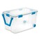 Sterilite 120 Qt Wheeled Gasket Box Stackable Storage Bin with Latching Lid Handle and Tight Seal Plastic Container with Clear Base and Lid 1Pack