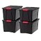 IRIS USA 72 QT Plastic Storage Box with Lid and Latches 4 Pack BPAFree Garage Organizing Solution Durable Nestable Stackable Containers Secure Pull Handle Black