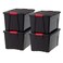 IRIS USA 72 QT Plastic Storage Box with Lid and Latches 4 Pack BPAFree Garage Organizing Solution Durable Nestable Stackable Containers Secure Pull Handle Black