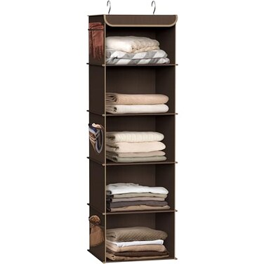 Simple Houseware 5 Shelf Hanging Closet Organizer Brown