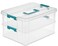 Sterilite 1427CLR Stack Carry 2 Layer Box Clear Lid Blue Handle Seethrough layers