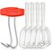 Shimeyao 4 Pcs Bone Dust Scraper and 2 Pcs Meat Hooks for Butchering Fish Scale Scraper Bone Stainless Steel T Shaped Boning Hooks with Handle White Square Meat Remover Butcher Tool Kit