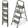 Urackify 4 Step Ladder HeavyDuty Pass 800lb Capacity Test Wide AntiSlip Steps Secure Handrail Compact Folding Step Stool Portable Design for Home Kitchen Office Pantry Closet Use Black