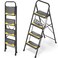 Urackify 4 Step Ladder HeavyDuty Pass 800lb Capacity Test Wide AntiSlip Steps Secure Handrail Compact Folding Step Stool Portable Design for Home Kitchen Office Pantry Closet Use Black