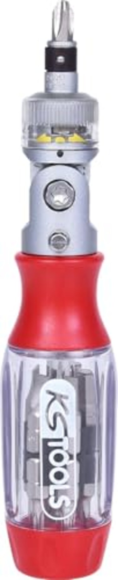 KS Tools 14 Ratchet Bit Screwdriver180 Pivoting Head BuiltIn Bit Storage with Ergonomic Handle 190mm