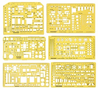 Traceease 6 Pieces House Plan Interior Design Furniture Templates for KitchenBedBath Drafting Tools Architecture Stencils