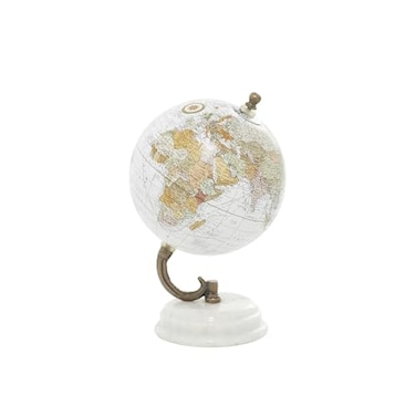 Deco 79 Marble Globe with White Marble Base 5 x 5 x 8 White