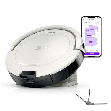 Shark Navigator Robot Vacuum with SmartPath Navigation and SelfCleaning Brushroll Powerful Suction for Carpets Hard Floors White AV2120