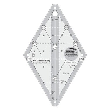 Creative Grids 60 Degree Tiny Diamond Ruler CGR60DIATINY Made in USA NonSlip Grip Acrylic Quilting Sewing Crafting Patchwork Ruler Template