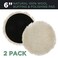 TCP Global Premium 6 Inch Wool Buffing Pads 2 Pack 100 Natural Wool Buffer Pads Polishing Pad for Car Detailing 1 Inch Thick Pile Hook and Loop Buffing Pad for Orbital Buffer