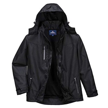 Portwest Outcoach Jacket Work Safety Protective Reflective Waterproof Coat Medium Black