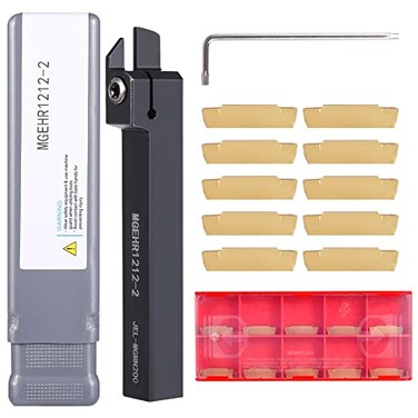 VerRich 11PCS Lathe Cut Off Tool KitLathe Grooving Tool Parting Tool Holder MGEHR12122 with 10pcs MGMN200G 2mm Carbide Inserts