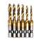 AUTOTOOLHOME 6 Pack Titanium Combination Drill Tap Bit Set Screw Tapping SAE 632NC 832NC 1024NC 1032NC 1224NC 1420NC