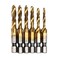 AUTOTOOLHOME 6 Pack Titanium Combination Drill Tap Bit Set Screw Tapping SAE 632NC 832NC 1024NC 1032NC 1224NC 1420NC