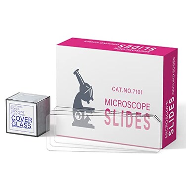 Vabiooth Rounded Edge Microscope Slides Kit 50 Pcs PreCleaned Blank Microscope Slides and 100 Pcs 22x22mm Square Coverslips Cover Glass for Monocular Binocular Trinocular Microscopes