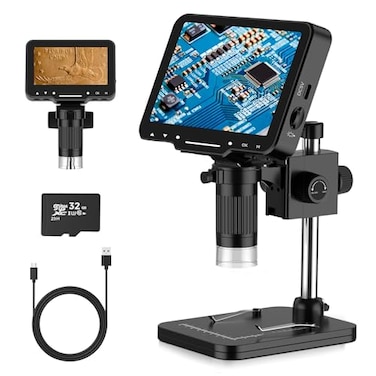 PalliPartners LCD Digital Microscope43 Inch 1080P 10 Megapixels10MP Camera Video Recorder with HD Screen11000X Magnification Zoom Wireless USB Stereo Microscope Camera