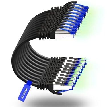 Rapink Patch Cables Cat8 1ft 10 Pack Slim Cat8 Ethernet Patch Cable 40G Support Snagless Cat 8 Patch Cable for Patch Panel to Switch Flexiable Cat 8 Ethernet Cable Datacenter with Gold Plated