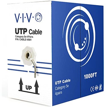 VIVO 1000ft Bulk Cat5e Wire CCA Ethernet Cable 24 AWG UTP Pull Box LAN Network Gray CABLEV001