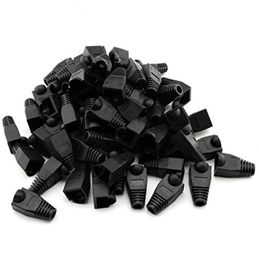 GFORTUN 100pcs RJ45 Cat6 Cat5E Ethernet Cable Snagless End Boots Cap Connector Cover Modular Black