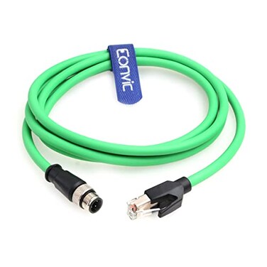 Eonvic M12 D Code 4 Pin Male to RJ45 Plug High Flex Cat5e Industrial Ethernet PVC Cable for Automation Application