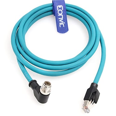 Eonvic M12 X Code 8 Pin Male Right Angle to RJ45 Cat7e Cognex Industrial Camera Ethernet High Flex Cable 3M
