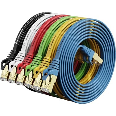 CableGeeker Cat 7 Shielded Ethernet Cable 5 ft 6 Pack Highest Speed Cable Cat7 Flat Ethernet Patch Cables Internet Cable for Modem Router LAN Computer Compatible with Cat 5eCat 6 Network