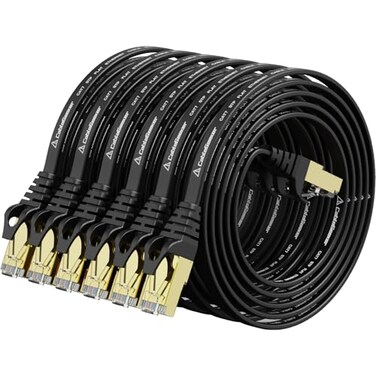 CableGeeker Cat 7 Ethernet Cable 3ft 6 Pack ShieldedFlat Ethernet Patch Cables High Speed Internet Cable for Modem Router LAN Computer Compatible with Cat 5eCat 6 Network Black