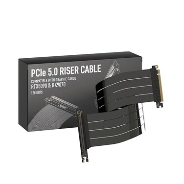 LINKUP PCIE 50 Riser Cable for Vertical GPU Mount Right Angle Graphics Card GPU Ready Usable with PCIe 40 RX 9070 RTX5090 15cm Total Length 19cm