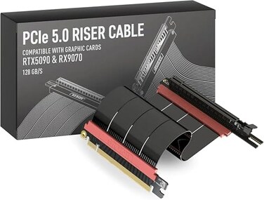 LINKUP PCIE 50 Riser Cable for Vertical GPU Mount Left Angle Graphics Card GPU Ready Usable with PCIe 40 RX 9070 RTX5090 40cm Total Length 44cm