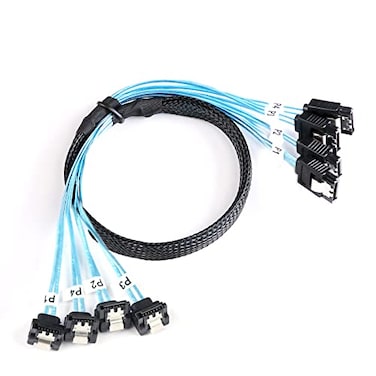 ADCAUDX SATAIII Cable05M 4PcsSet Thin 90Degree SATA RightAngle Cable SAS 6Gbps Data Angled to Straight for ServerRaid Computer SDD HDD CD DVD Drives 16FT