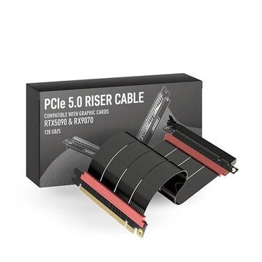 LINKUP PCIE 50 Riser Cable for Vertical GPU Mount Straight Graphics Card GPU Ready Usable with PCIe 40 RX9070 RTX5090 20cm Total Length 24cm