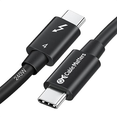Cable Matters Intel 40Gbps Thunderbolt 4 Cable 1ft with 8K Video and 240W Charging 03m Compatible with USB4 Thunderbolt 3 Cable and USBC