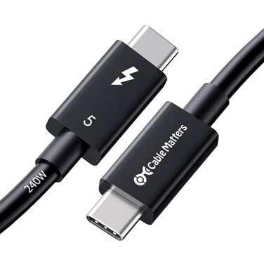 Cable Matters Intel 80Gbps Thunderbolt 5 Cable with up to 120Gbps Bandwidth Boost and 240W Charging 05m 16ft Compatible with Thunderbolt 4 USB4 and USB C Black