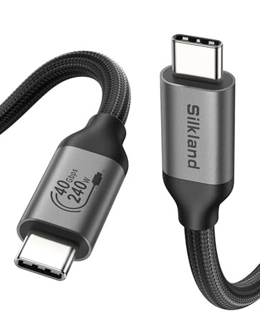 Silkland USB 4 for Thunderbolt 4 Cable 4FT 40Gbps Data Sync 8K6K60Hz 240W Charging USBIFBraided USB C to USB C Data Cable Compatible for MacBook iPhone 17 Mac mini SSD Docking