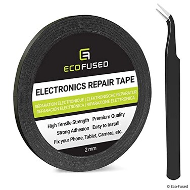 Eco-Fused EcoFused 2mm DoubleSided Adhesive Sticker Tape for Smartphone Tablet PC Laptops LCD Digitizer Small Electronic Repair Includes Pair of Tweezers Microfiber Cleaning Cloth