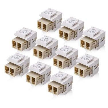Cable Matters 10Pack LC UPC Duplex Fiber Optic Keystone Coupler Jack OM1OM2OM3OM4 Multimode OS2 Single Mode Support