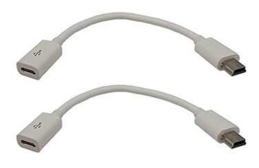 zdyCGTime Micro USB to Mini USB Extension Cable Micro USB Female to Mini USB Male Charging Sync Adapter Cable Cord2 Pack White