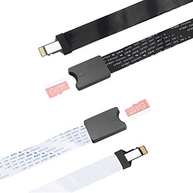 ELECTOP Micro SD to Micro SD Card Extension Cable TF Card Reader Adapter Flexible Extender Compatible with GPS 3D Printer Raspberry Pi TV DVD SDXC