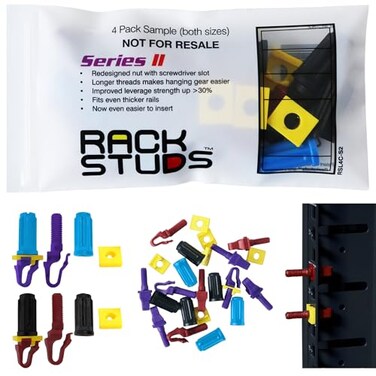 Rackstuds 4C Rack Mount Solution II Sample Pack 4 of Each Size Includes Both Red 22 mm and Purple 32 mm Studs The Complete Solution for Any 19 Racks with Square Punched Vertical Rails