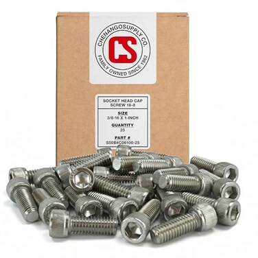 Chenango Supply Stainless 3816 x 1 Socket Head Cap Screws 188 Grade Full Thread Hex Drive 516 Coarse Thread HighTorque Socket Head Cap Screws 25 Pieces 3816 x 1
